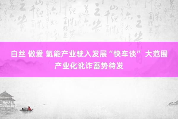 白丝 做爱 氢能产业驶入发展“快车谈” 大范围产业化讹诈蓄势待发