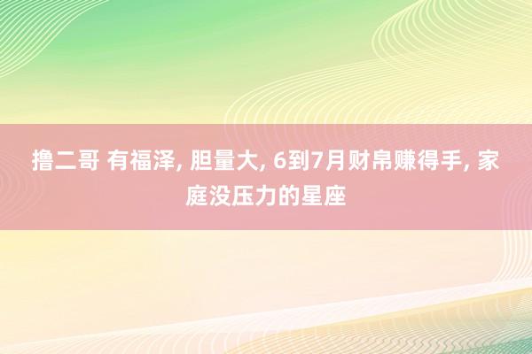 撸二哥 有福泽， 胆量大， 6到7月财帛赚得手， 家庭没压力的星座